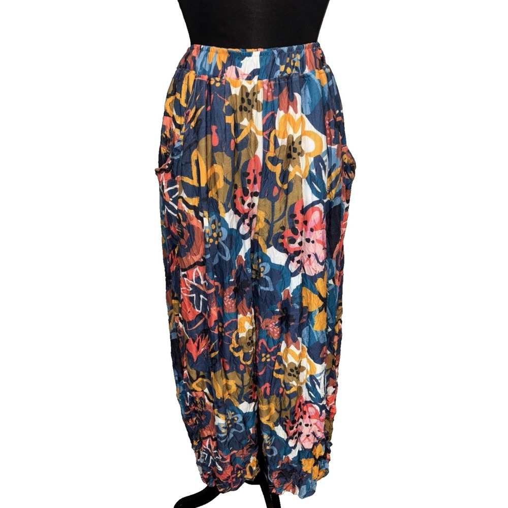 NEW Shana Pull On Floral Harem Style Pant Size Med Multi Colored Hippie Pockets